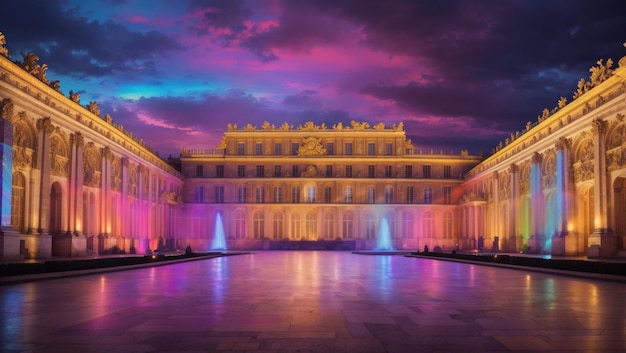 Hermoso palacio de versalles en arcoiris