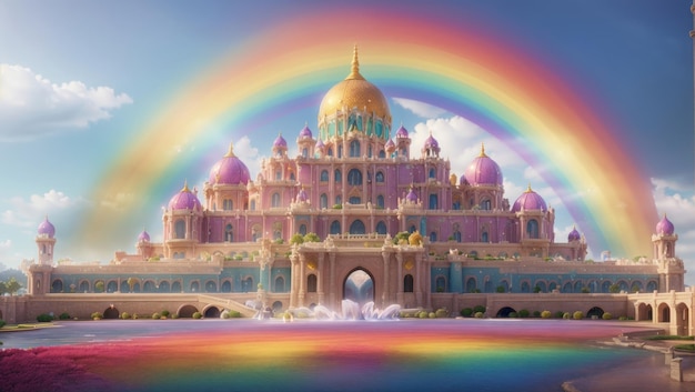 Hermoso palacio de versalles en arcoiris