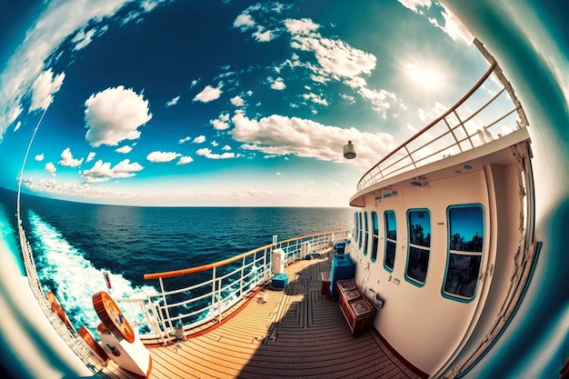 Foto hermoso panorama marino desde la cubierta del barco en viaje de trabajo