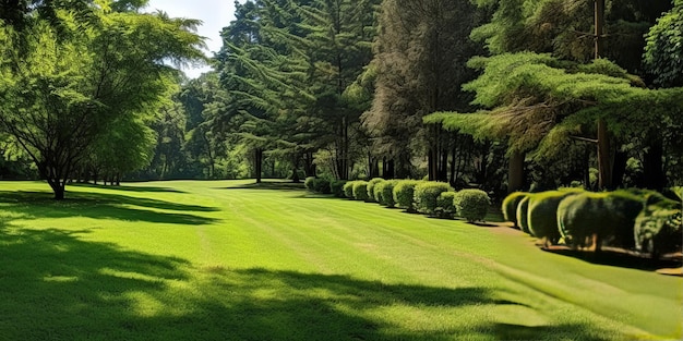 Hermoso panorama del verde parque de la ciudad