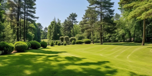 Hermoso panorama del verde parque de la ciudad