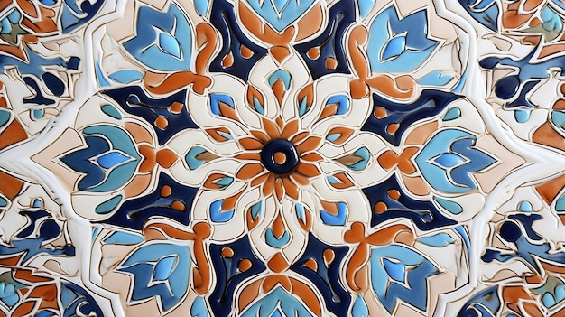 Hermoso papel artesanal de azulejos del Medio Oriente detalles intrincados IA generativa