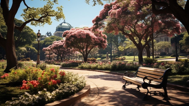 Foto hermoso parque en el medio de la ciudad