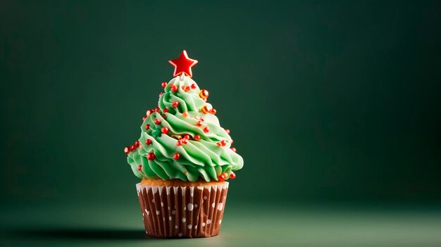 Foto hermoso pastel de navidad con una vela alimentación de ia generativa