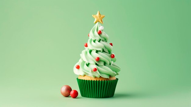 Hermoso pastel de Navidad con una vela Alimentación de IA generativa