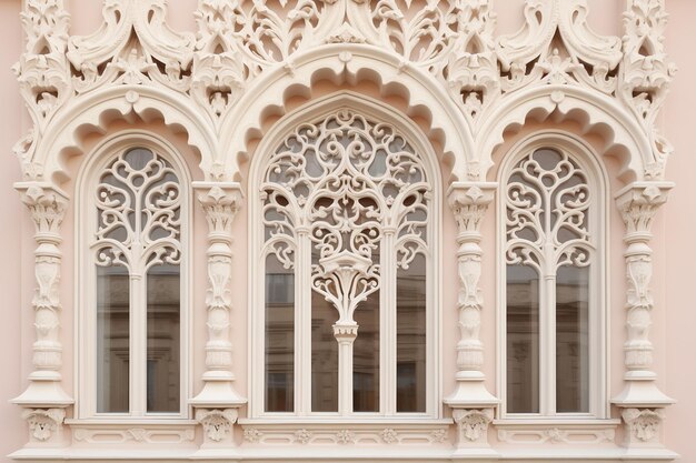 Hermoso patrón de construcción de ventanas de arquitectura