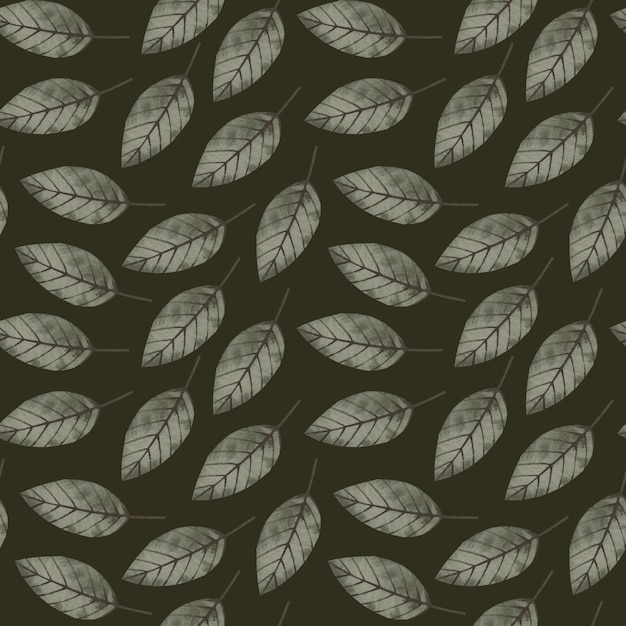 Hermoso patrón sin costuras dibujado a mano moderno con hojas