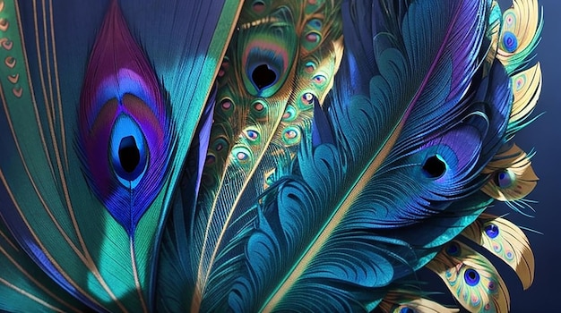 Un hermoso patrón de plumas de pavo real con estilo de gradiente