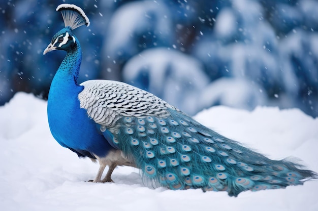 hermoso pavo real ártico en la nieve