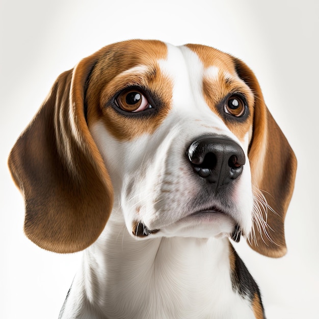 Hermoso perro Beagle aislado sobre fondo blanco IA generativa