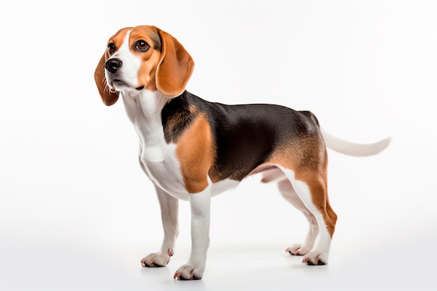 Hermoso perro beagle sobre un fondo blanco aislado generado por IA