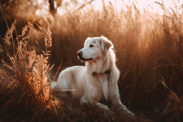 Hermoso perro en la naturaleza Creado con tecnología de IA generativa