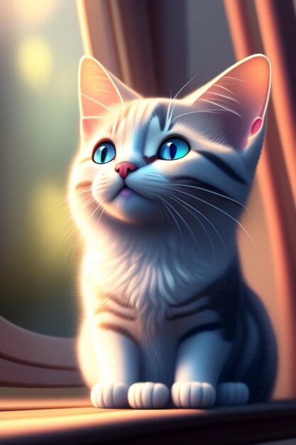 Un hermoso personaje de dibujos animados gato generado Ai