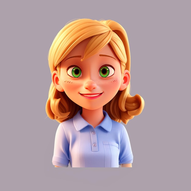 Hermoso personaje de niña de dibujos animados