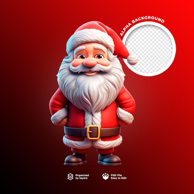 Foto un hermoso personaje de papá noel en 3d