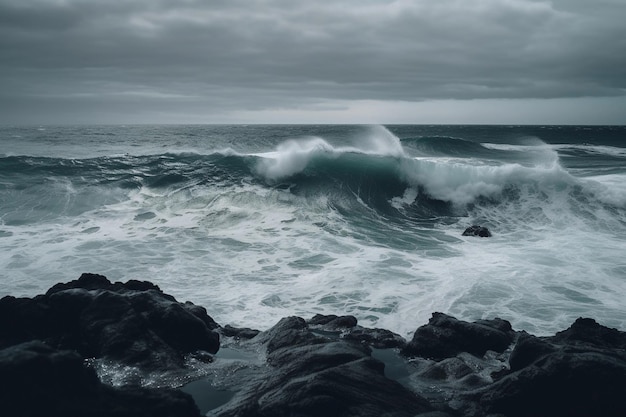 Hermoso y poderoso océano Aguas oceánicas Generado por IA