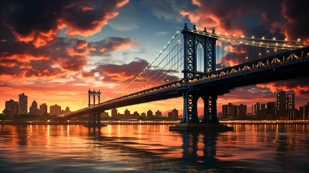 Foto hermoso puente de manhattan en nueva york
