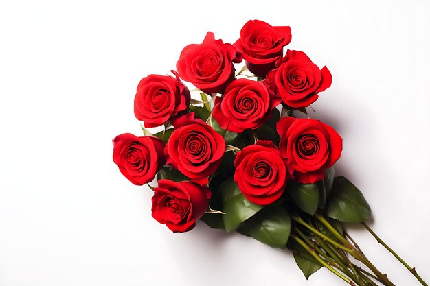 Foto hermoso ramo de bodas de amor rosa roja flor blanca fondo aislado