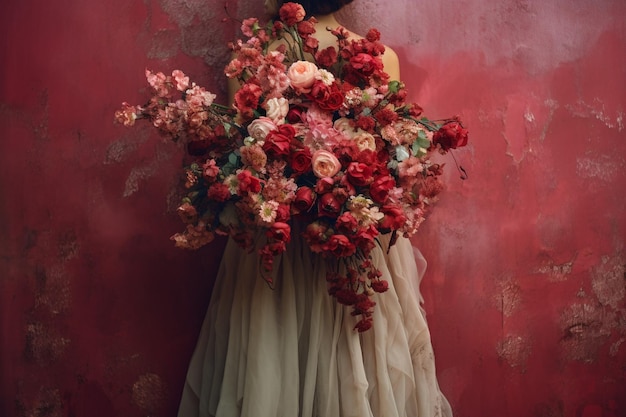 Un hermoso ramo de diferentes flores en un jarrón en la mesa