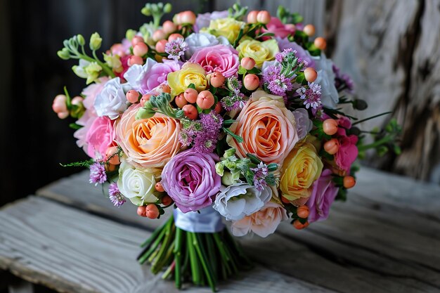 Foto hermoso ramo de flores para boda