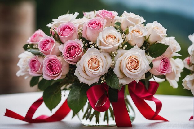 Foto un hermoso ramo de flores para la boda.