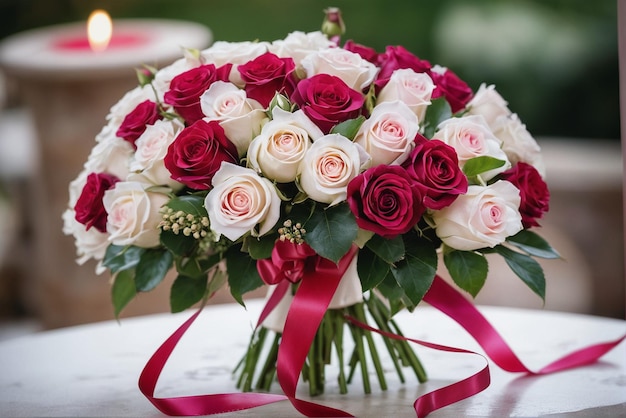 Foto un hermoso ramo de flores para la boda.