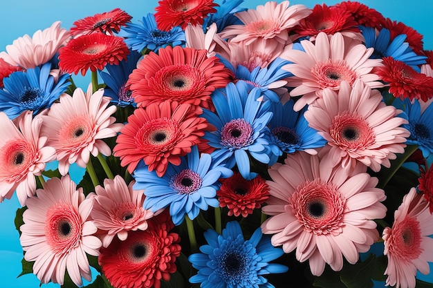 hermoso ramo de flores de colores hermoso ramos de flores de color gerbera y azul