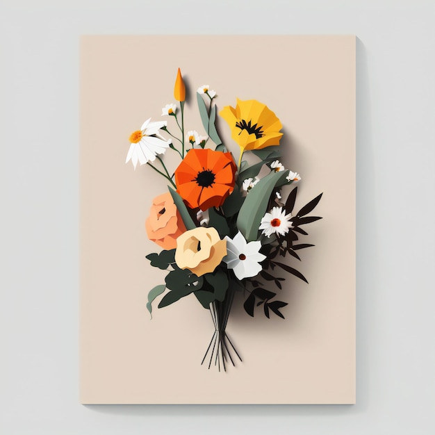 hermoso ramo de flores estilo minimalista