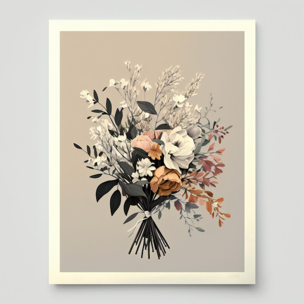 hermoso ramo de flores estilo minimalista