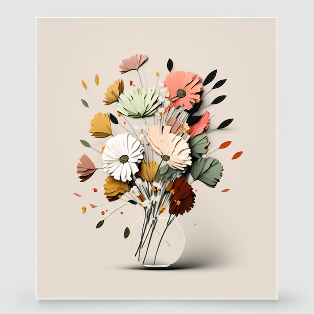 hermoso ramo de flores estilo minimalista