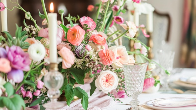 Un hermoso ramo de flores en un jarrón Arreglo floral