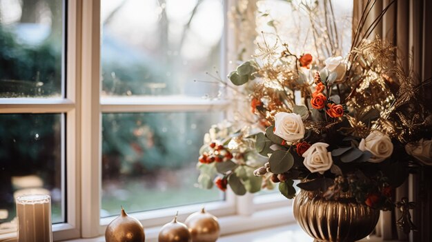 Un hermoso ramo de flores en un jarrón Arreglo floral