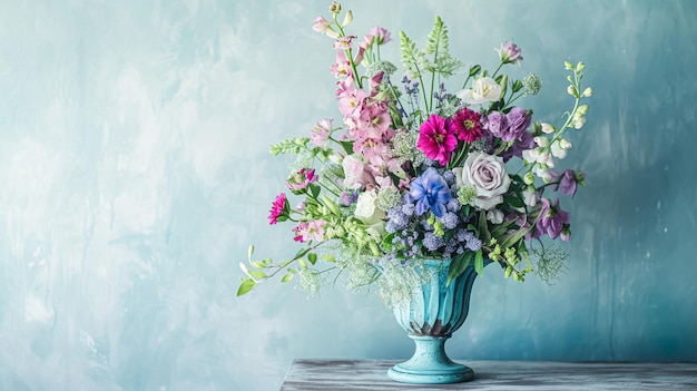 Un hermoso ramo de flores en un jarrón Arreglo floral