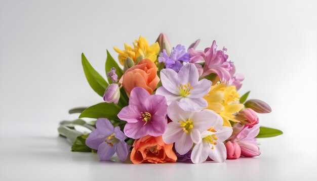 hermoso ramo de flores de primavera sobre un fondo blanco