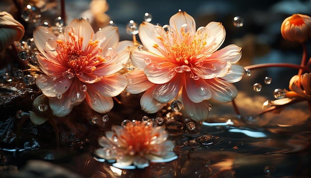 Hermoso ramo de flores refleja la belleza natural en un jardín formal generado por inteligencia artificial