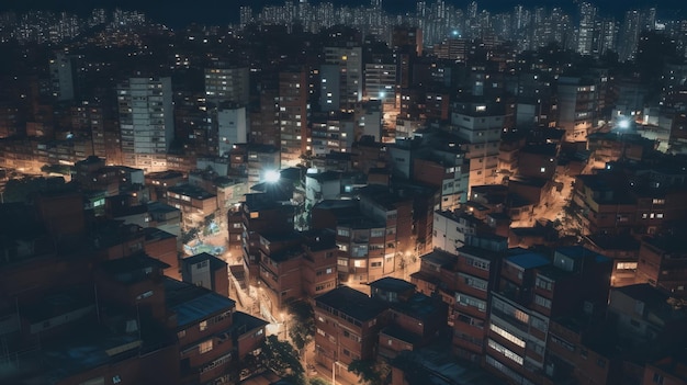 Hermoso rascacielos de la ciudad metropolitana edificio de gran altura en el cielo nocturno ajetreado paisaje de la ciudad de vida nocturna