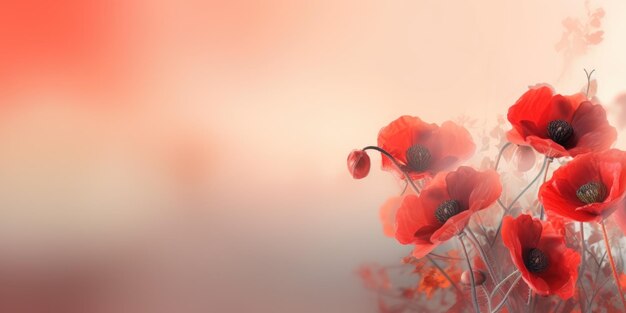 Hermoso resumen rojo brumoso mañana foto diseño floral fondo banner generativo ai AIG32