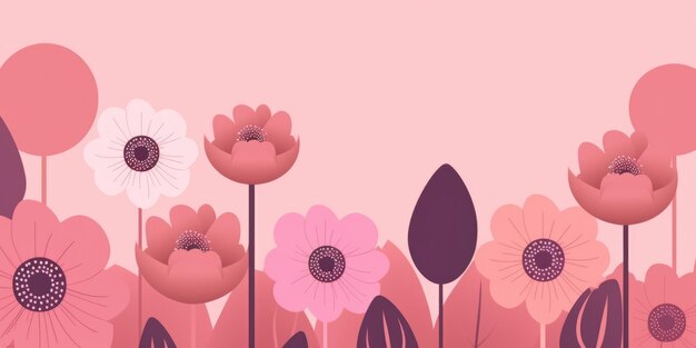 Hermoso resumen rosa simple garabato dibujos animados diseño floral fondo hermoso generativo AI AIG32