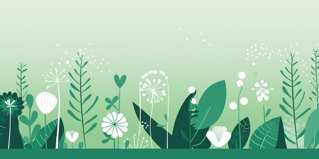 Hermoso resumen verde simple garabato dibujos animados diseño floral fondo hermoso generativo AI AIG32