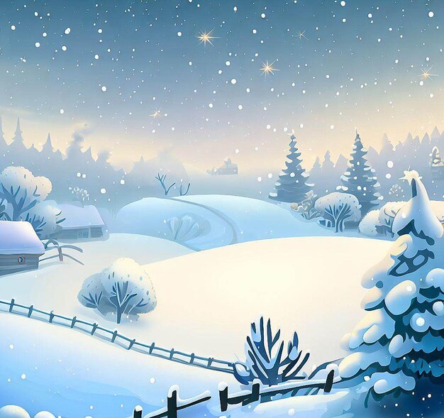 Hermoso retrato acogedor paisaje invernal en Navidad ai vector ilustración imagen fondo de pantalla