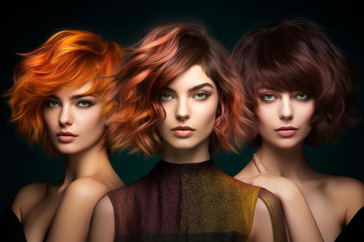 hermoso retrato brillante de una chica con cabello de color para un peluquero