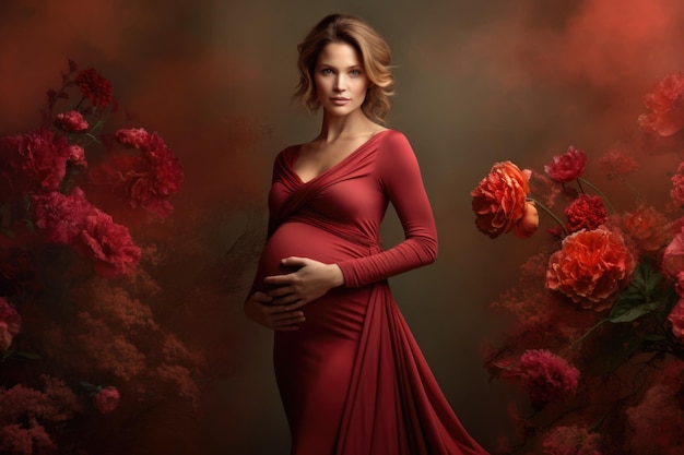 Hermoso retrato creativo abstracto de la estética de una mujer embarazada.