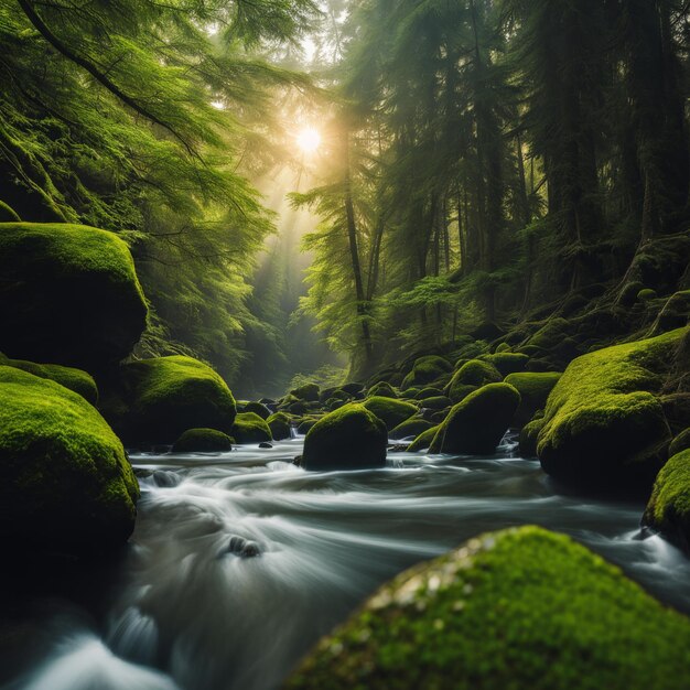 hermoso río del bosque en el bosque hermoso río en el bosque