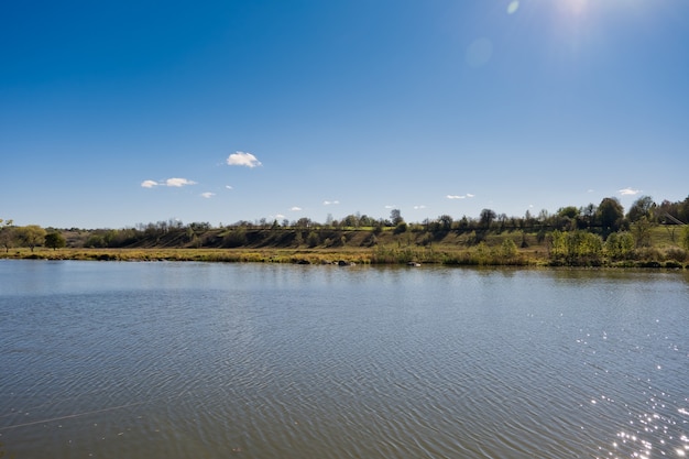 Hermoso río en el campo en un día soleado