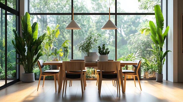 Hermoso salón moderno Interior con muebles modelo de marco carteles pared 3d Rendering