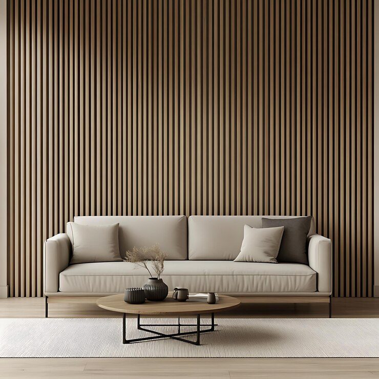 Hermoso salón moderno Interior con muebles modelo de marco carteles pared 3d Rendering
