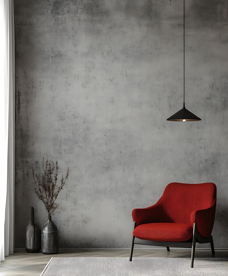 Hermoso salón moderno Interior con muebles modelo de marco carteles pared 3d Rendering