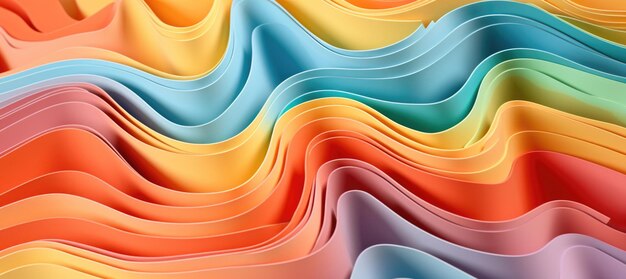 Un hermoso salvapantallas de ondas de colores intrincadas y diferentes en colores pastel panorama