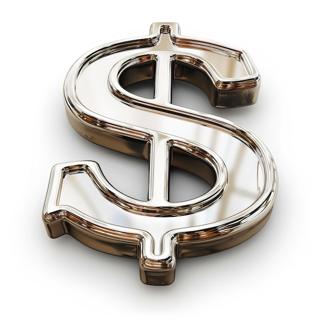 Hermoso signo de dólar aislado sobre fondo blanco