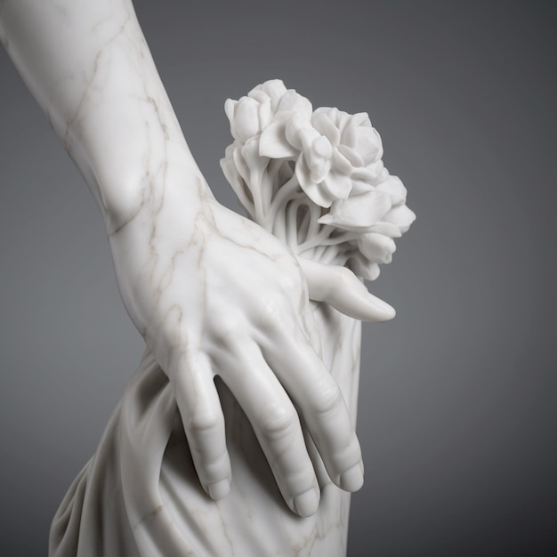 Foto un hermoso signo de mano escultura blanca arte clásico